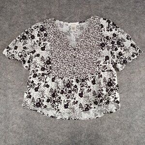 Urban Romantics Babydoll‎ Blouse Floral Pattern V-Neck Womens Medium